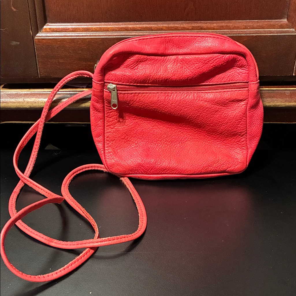Vintage Red Leather Crossbody Bag